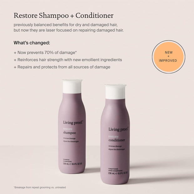 Living Proof Restore Shampoo & Conditioner | Reverses Damage | Softer, Smoother & Healthier Hair | Silicone Free | Paraben Free | Vegan