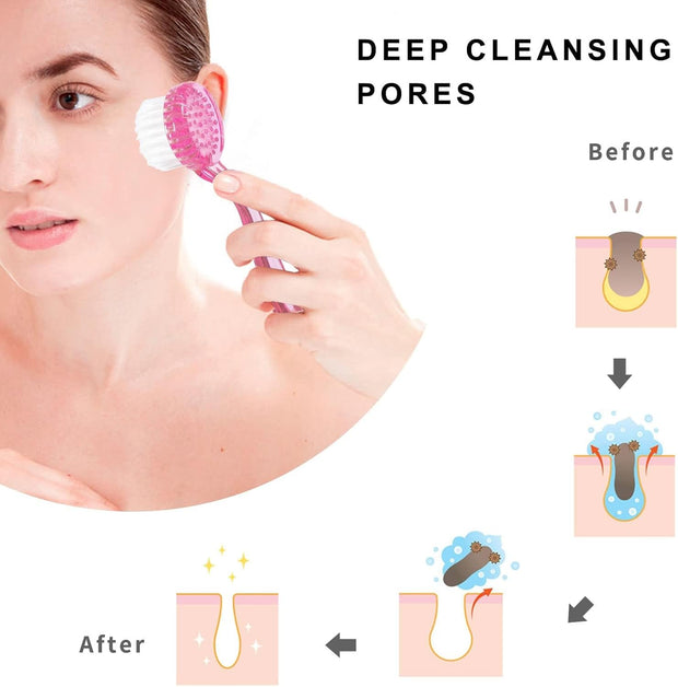 3-Pack Face Exfoliator Brushes - Manual Facial Cleansing Brush Acrylic Facial Scrubbers Soft Bristle Exfoliator Brush for Face Care Makeup