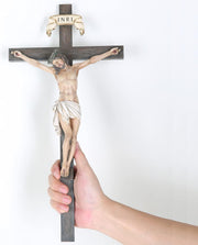 BC Catholic Crucifix Wall Cross 16" H Jesus Christ Indoor Home Decor Religious Collectable Gifts Renaissance Sculpture Handmade by Buildclassic
