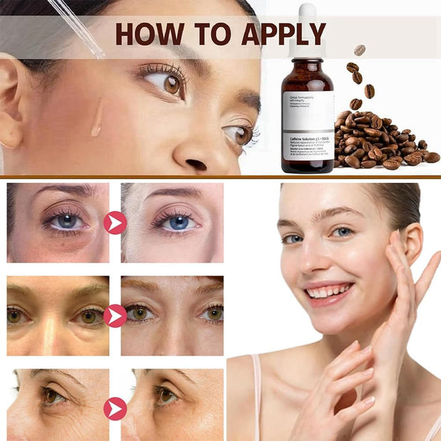 Caffeine Solution 5% + EGCG, Caffeine Eye Serum, under Eye Cream for Reduce Circles and Puffy Eyes, 30Ml Caffeine Eye Cream for anti Aging Wrinkle, Eye Bags Removal, Fade Fine Lines