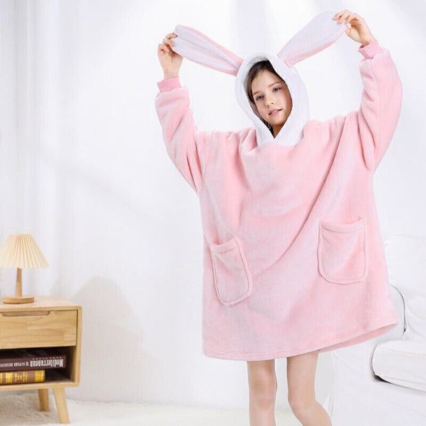 Hooded Snuggle Blanket Super Soft Oodie Winter Warm Wearable Hoodie Robe Comfort