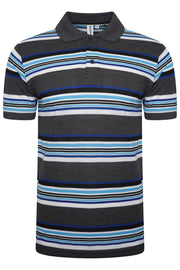 Mens Striped Polo Shirt Short Sleeve Pique T Shirt Premium Designer Summer Top