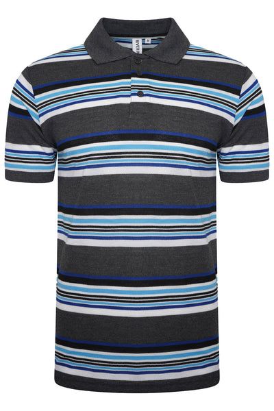 Mens Striped Polo Shirt Short Sleeve Pique T Shirt Premium Designer Summer Top