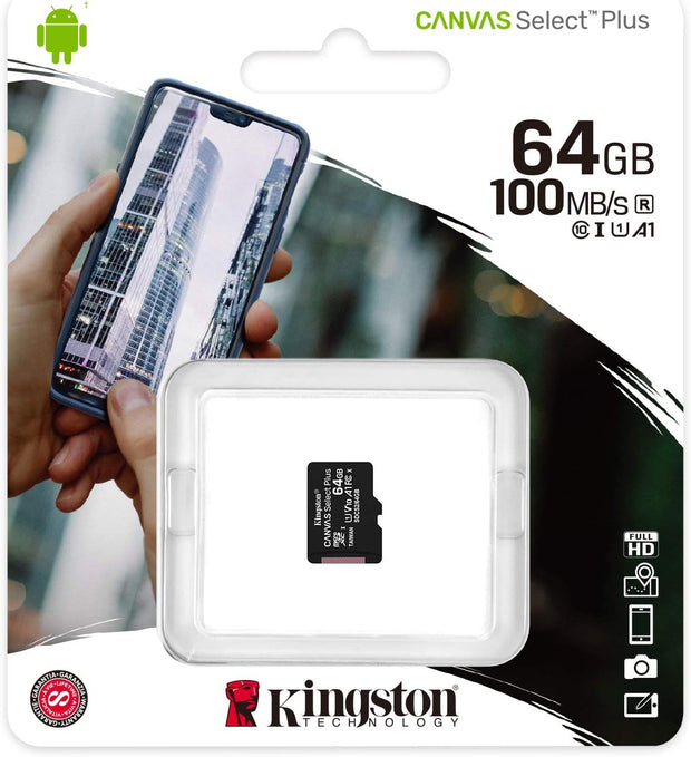 Kingston Canvas Select plus Microsd Card SDCS2/64 GB SP Class 10