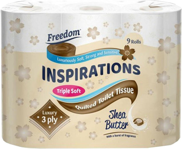 Freedom Inspirations Quilted Soft Shea Butter 3 Ply Toilet Paper Roll, 45 Rolls
