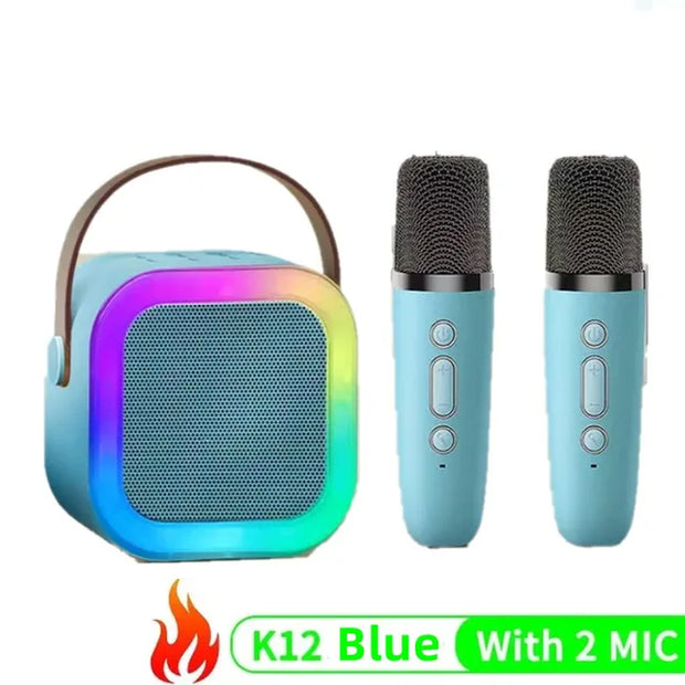 K12 Bluetooth Karaoke Machine Portable 5.3 PA Speaker System with 1-2 Wireless Microphones Home Family Singing Children'S Gifts