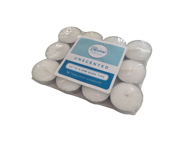 White Tea Lights Unscented X 12 Unfragranced Candles 3.5 Hour Night T Lights