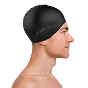 Black Swimming Cap Adult | Ladies Womens Mens Pool Swim Hat Waterproof Silicone