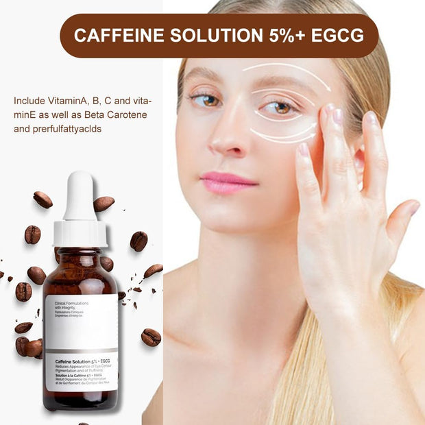 Caffeine Solution 5% + EGCG, Caffeine Eye Serum, under Eye Cream for Reduce Circles and Puffy Eyes, 30Ml Caffeine Eye Cream for anti Aging Wrinkle, Eye Bags Removal, Fade Fine Lines