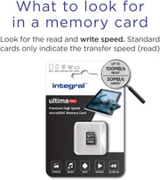 Integral 128GB Micro SD Card 4K Video Premium High Speed Memory Card SDXC up to 100MB S Read and 50MB S Write Speed V30 C10 U3 UHS-I A1