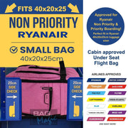 RYANAIR 40X20X25Cm EASYJET Underseat Cabin Approved Backpack Rucksack Travel Bag