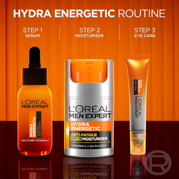 L'Oréal Men Expert Hydra Energetic, 10% Pure Vitamin C Shot Serum, for Brighter, Smoother and Refreshed Skin, 30Ml