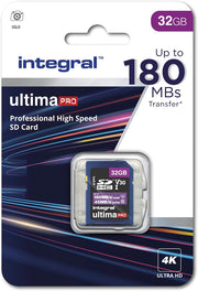 Integral 32GB SD Card 4K Ultra-Hd Video Premium High Speed Memory Card SDXC up to 100Mb/S SDXC V30 UHS-I U3 Class 10 SD Memory Card, Black
