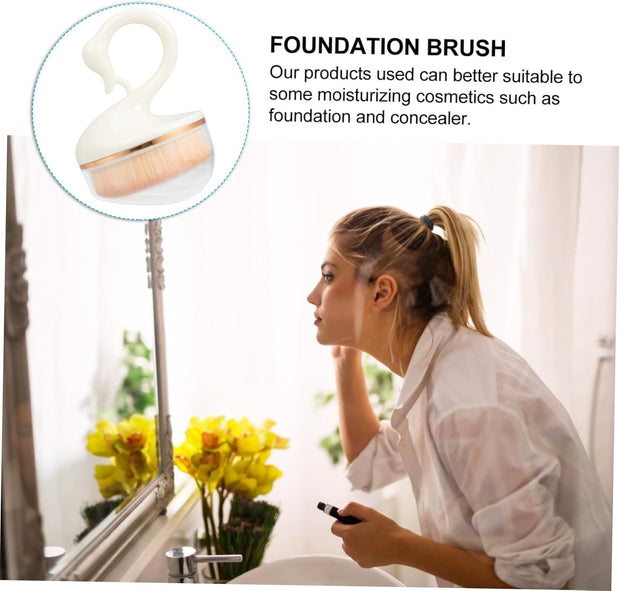 Housoutil Makeup Brush Creative Swan Handle Portable Flat Top Foundation Brush for Effortless Application of Liquid and Powder Cosmetics for Smooth Finishing