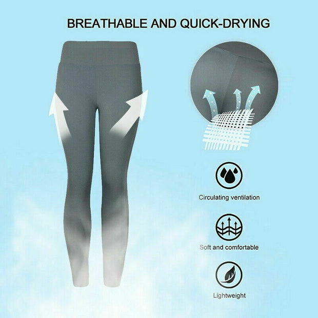 Women High Waist Gym Leggings Pocket Fitness Sports Running Ladies Yoga Pants UK