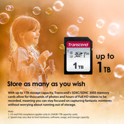 Transcend 8GB SDHC 300S Memory Card UHS- I, C10, U3, V30, 4K, Full HD, up to 95/40 Mb/S (Ideal for Digital Cameras) TS8GSDC300S