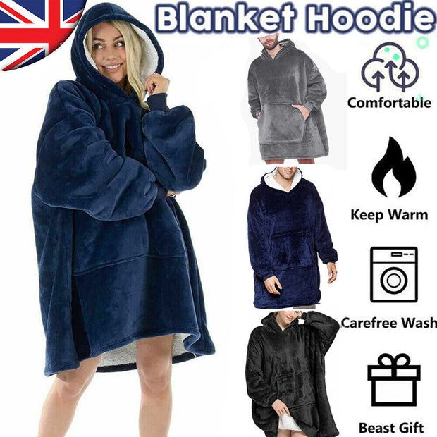 Hooded Snuggle Blanket Super Soft Oodie Winter Warm Wearable Hoodie Robe Comfort