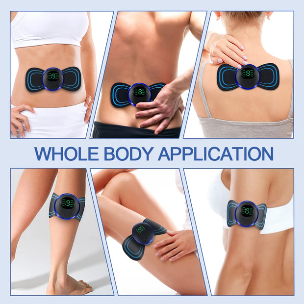 EMS Neck Massager with Remote Control 5Pcs Patches Portable Microcurrent Mini Massager for Body Back Muscle Pain Relief