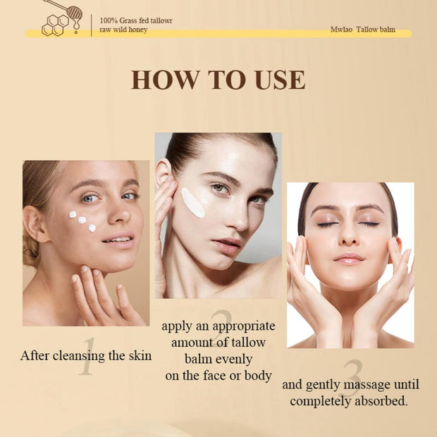 Tallow Honey Balm Face Cream,Tallow and Honey Balm Moisturiser Face Women,Natural Moisturizes Honey Tallow Balm for Cracked Skin,Moisturiser for Dry Skin,Face & Body Tallow Honey Body Lotion