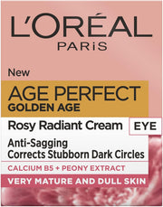 L’Oréal Paris Age Perfect Golden Age Rosy Radiant Eye Cream 50+, Target Dark Circles, Eye Contour Intensely Hydrated, Moisturised and Revitalised, Peony Native Cells, Calcium and Vitamin B3, 15Ml