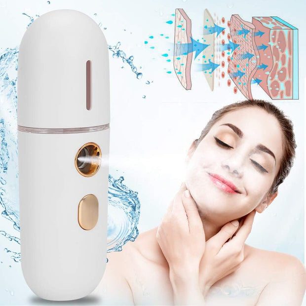 Nano Face Mist Sprayer, Portable Moisturizing Face Humidifier with USB Charging, White