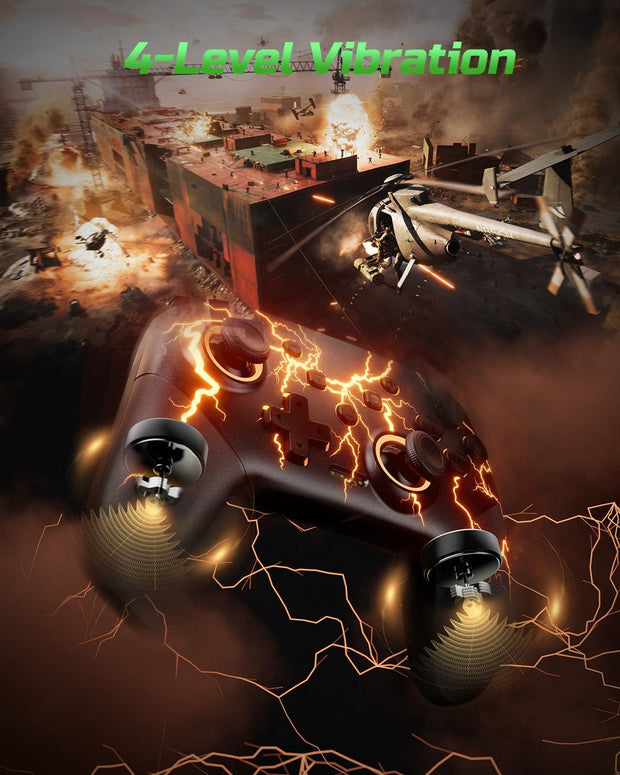 VOYEE Switch Controller Compatible with Switch/Lite/Oled/Pc Windows, RGB Lightning Programmable 1000Mah Wireless Pro Controller with One Key Pairing Wake up Vibration Turbo