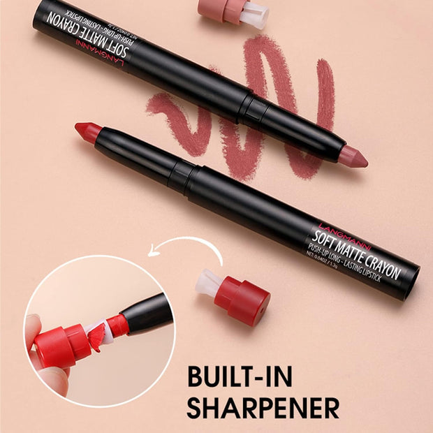 Enmart 6 Pcs Matte Lipstick Set, Lip Liner Crayon Pencil, Nude Longwear Waterproof Long Lasting Soft Pen, Red Brown Lipstic Female Christmas Cosmetic Makeup Lip Gloss Kit for Women