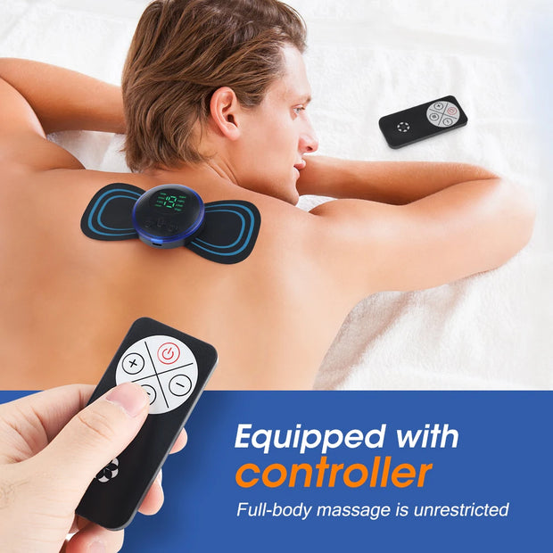 EMS Neck Massager with Remote Control 5Pcs Patches Portable Microcurrent Mini Massager for Body Back Muscle Pain Relief