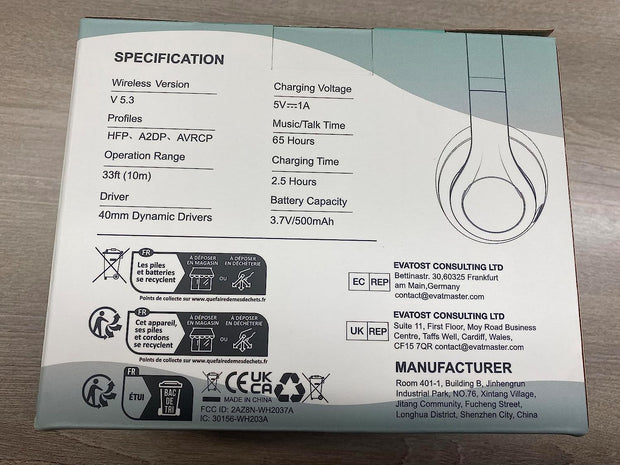 Uliptz Wireless Headphones over Ear, 65 Hrs Playtime Bluetooth Headphones, 6 EQ Modes Foldable Lightweight Headphones Wireless, Foldable Bluetooth 5.3 for Travel/Office/Pc (Black)