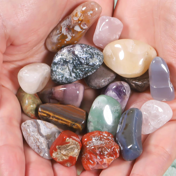 Zourglow 18 Pcs Healing Crystals Gemstones Set, Natural Polished Gem Stones, Lucky Pocket Stone for Yoga Balancing, Meditation, Reiki, Anxiety Stress Relief