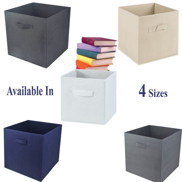 FOLDABLE SQUARE STORAGE COLAPSIBLE FOLDING BOX CLOTHES ORGANIZER FABRIC CUBE