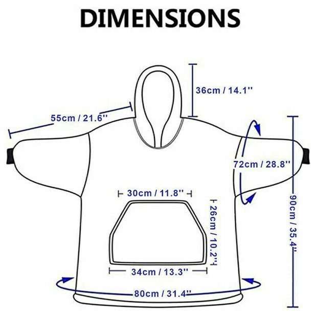 Hooded Snuggle Blanket Super Soft Oodie Winter Warm Wearable Hoodie Robe Comfort