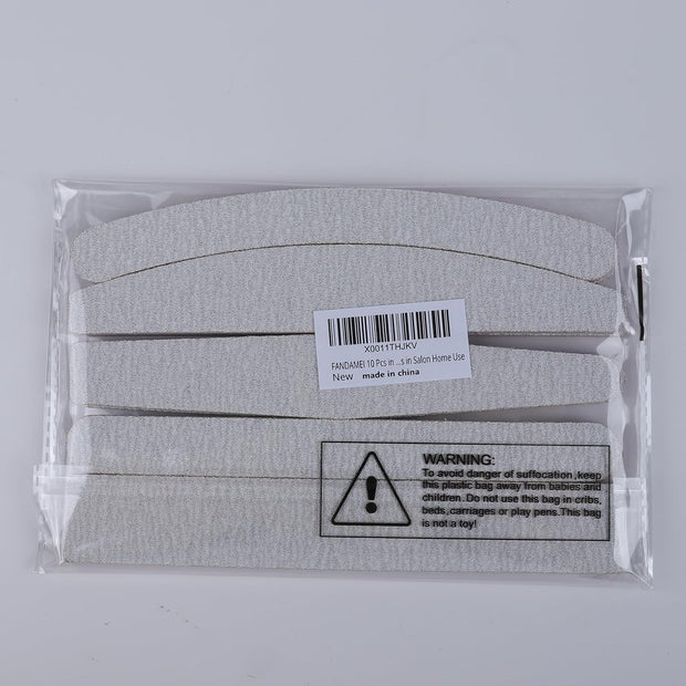 FANDAMEI 10 Pcs Nail File Set, 5 Shapes Nail Files for Acrylic and Gel Nails, 100/180 Grit Emery Boards for Nails, Nail File and Buffer Set