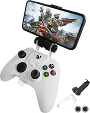 Joso Mobile Phone Holder for Xbox Controller, Cellphone Mount Clamp Compatible with Xbox Series S/X, Xbox One/S/X Gamepad, Adjustable Clip with 2 Thumb Grip Caps