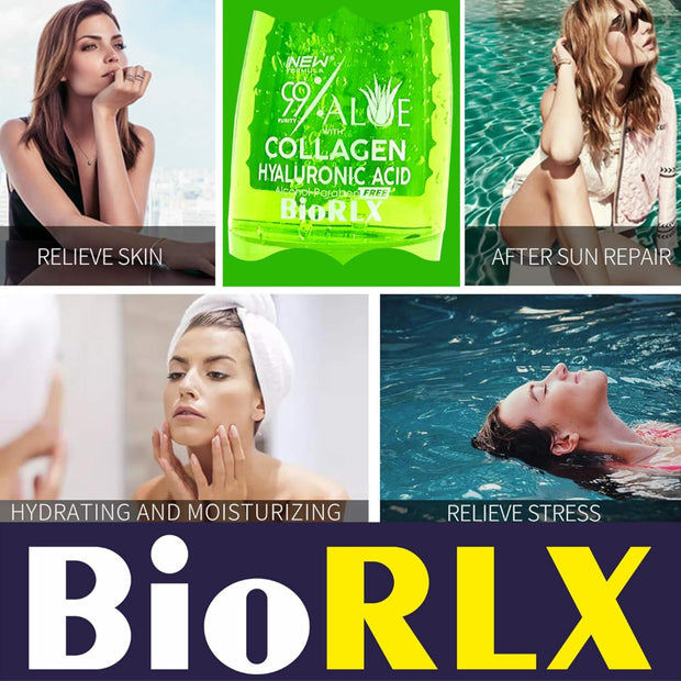 Biorlx 99% Purity Aloe Vera Gel with Collagen, Hyaluronic Acid 250Ml (One Bottle)