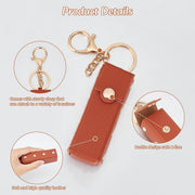 NICENEEDED 2 Pack Lipstick Organizer Keychain, Portable Leather Lipstick Case, Lip Gloss Bag Lip Balm Storage Holder for Women Traveling Lipstick Storage