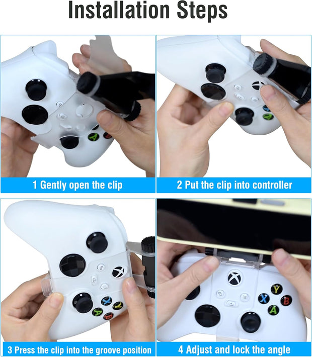 Joso Mobile Phone Holder for Xbox Controller, Cellphone Mount Clamp Compatible with Xbox Series S/X, Xbox One/S/X Gamepad, Adjustable Clip with 2 Thumb Grip Caps