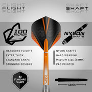 RED DRAGON Amberjack Series Darts Set with Flights and Shafts (Stems)