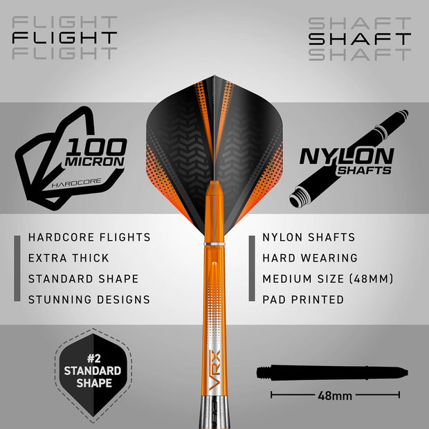 RED DRAGON Amberjack Series Darts Set with Flights and Shafts (Stems)