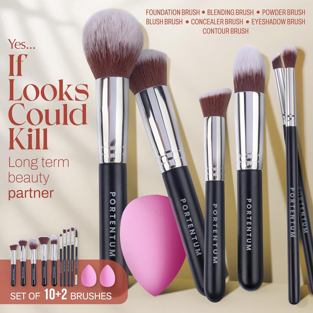 Make up Brushes 12Pcs Makeup Kit, Premium Synthetic Kabuki Foundation Face Powder Concealers Eyeshadow Blush Brushes Make up Brushes Set