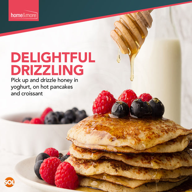 2Pk Wooden Honey Spoon 16Cm Syrup Pot Wood Dipper Drizzler Stick Server Kitchen