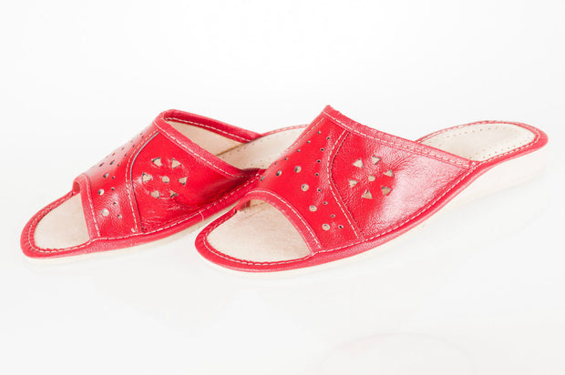 Lady'S Women Flip Flop Leather Slippers Orthopedic Insole Shoes Sandals RED
