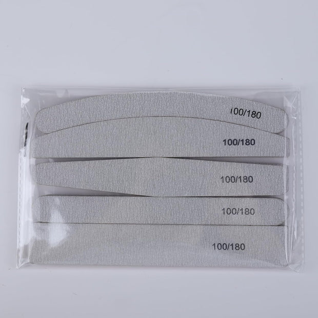 FANDAMEI 10 Pcs Nail File Set, 5 Shapes Nail Files for Acrylic and Gel Nails, 100/180 Grit Emery Boards for Nails, Nail File and Buffer Set