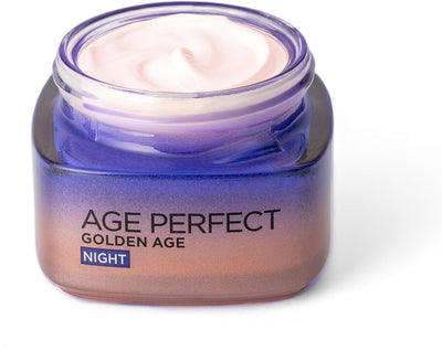 L’Oréal Paris Age Perfect Golden Age Re-Stimulating Night Cream 50+, Moisturising, Renew Skin Barrier Overnight and Reactivates Skin’S Radiance, Peony Native Cells, Calcium and Vitamin B3, 50Ml