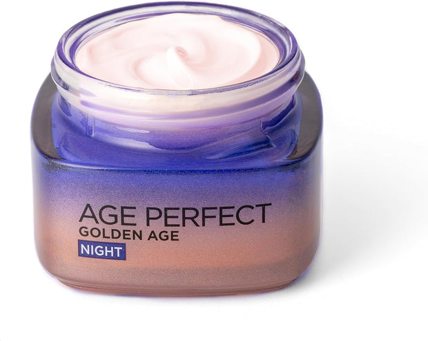 L’Oréal Paris Age Perfect Golden Age Re-Stimulating Night Cream 50+, Moisturising, Renew Skin Barrier Overnight and Reactivates Skin’S Radiance, Peony Native Cells, Calcium and Vitamin B3, 50Ml