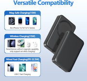 Mag-Safe Wireless Power Bank for Iphone, Fast Charging 10000Mah Strong Magnetic Portable Phone Charger, [Alloy Made] 22.5W PD USB-C Battery Pack for Iphone 16/15/14/13/12 (Black)