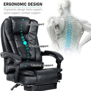 Massage Office Chair Gaming Computer Desk Swivel Recliner Chair Leather Footrest