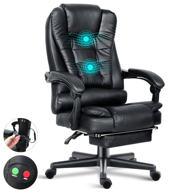 Massage Office Chair Gaming Computer Desk Swivel Recliner Chair Leather Footrest