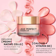 L’Oréal Paris Age Perfect Golden Age Rosy Radiant Eye Cream 50+, Target Dark Circles, Eye Contour Intensely Hydrated, Moisturised and Revitalised, Peony Native Cells, Calcium and Vitamin B3, 15Ml