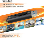 Amazon Basics 128 GB, USB 3.1 Flash Drive, Read Speed up to 130 Mb/S, Black